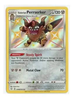 Galarian Perrserker SV087/SV122 Shiny Holo Rare Shining Fates Pokemon LP - Image 1