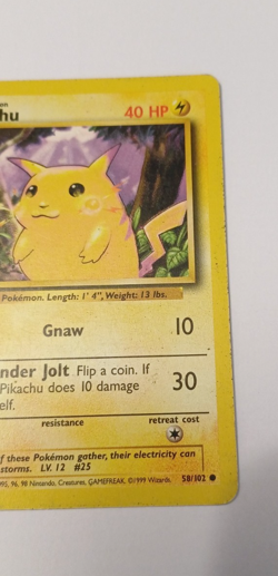 Pokemon TCG Pikachu 58/102 LP Base Set Vintage 1999 WOTC - Image 4