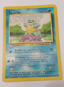 Pokemon TCG Squirtle 63/102 Base Set LP WOTC Vintage 1999 - Image 2