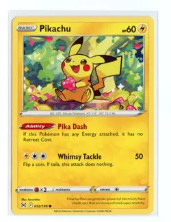 Pikachu 052/196 Common Normal SWSH11: Lost Origin Pokemon NM - Image 1