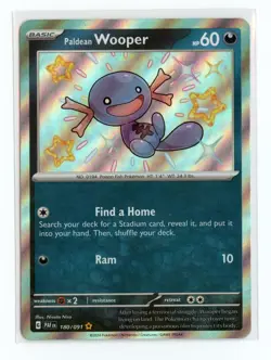 Paldean Wooper 180/091 Shiny Rare Holo SV: Paldean Fates Pokemon NM - Image 1