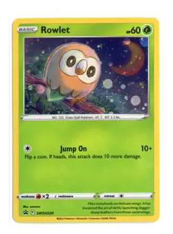 Rowlet (Cosmos Holo) SWSH220 Promo Holo Pokemon LP - Image 1