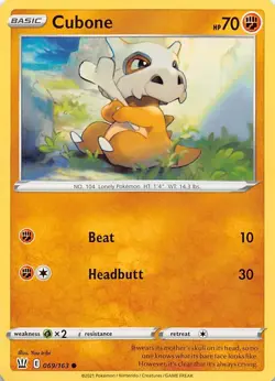 Cubone 069/163 Common Non Holo Pokemon TCG - Image 1