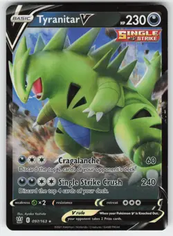 Tyranitar V 097/163 Holo V Rare Battle Styles Pokemon Near Mint - Image 1