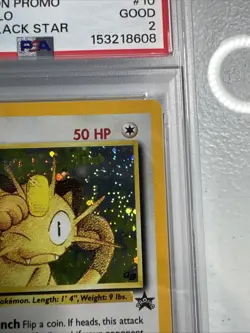 2000 POKEMON PROMO BLACK STAR GAME BOY #10 MEOWTH-HOLO PSA 2 Swirl Vintage - Image 5