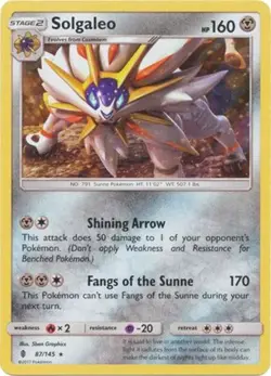Pokemon Card - Guardians Rising 87/145 - SOLGALEO (Theme Deck holo-foil) - NM/M - Image 1