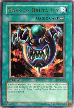 Yu-Gi-Oh Card - LON-020 - MASK OF BRUTALITY (rare) [1st Edition] - NM - Image 1