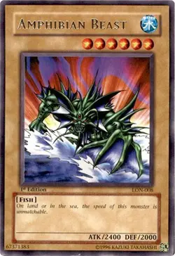 Yu-Gi-Oh Card - LON-008 - AMPHIBIAN BEAST (rare) [1st Edition] - NM - Image 1