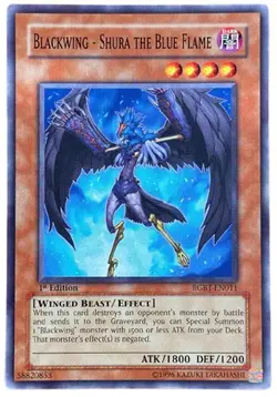 Yu-Gi-Oh Card - RGBT-EN011 - BLACKWING - SHURA THE BLUE FLAME *1st Edition* - NM - Image 1