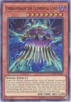 Yu-Gi-Oh Card - CYHO-EN019 - UMBRAMIRAGE THE ELEMENTAL LORD (super rare holo) - Image 1