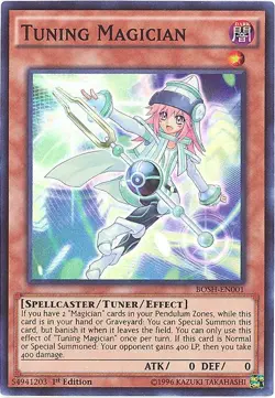 Yu-Gi-Oh Card - BOSH-EN001 - TUNING MAGICIAN (super rare holo) - NM/Mint - Image 1