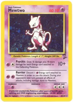 Pokemon Card - Base 2 Set 10/130 - MEWTWO (holo-foil) - NM/Mint - Image 1