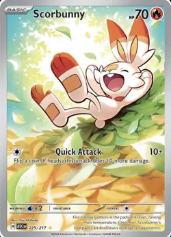 Scorbunny Full Art 225/217 Ascended Heroes Pokemon TCG Illustration Rare-MC - Image 1