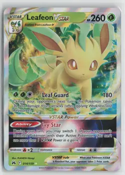 Leafeon VSTAR 014/159 Holo Rare VSTAR Crown Zenith Pokemon NM - Image 1