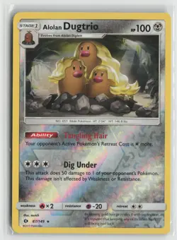 Alolan Dugtrio 87/149 Holo Rare Sun & Moon Pokemon NM - Image 1