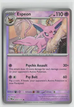 Espeon (Poke Ball Pattern) 033/131 Holo Rare Prismatic Evolutions Pokemon NM - Image 1