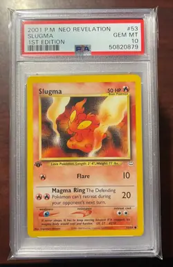 2001 Pokemon Neo Revelation 1st Edition Slugma #53 PSA 10 GEM MINT Lowpop - Image 1