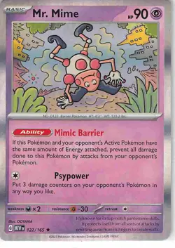 Mr. Mime 122/165 Rare 151 Pokemon NM - Image 1