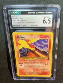 Moltres 21 The Power Of One Error Illustrator Black Star Promo Pokemon CGC 6.5 - Image 1