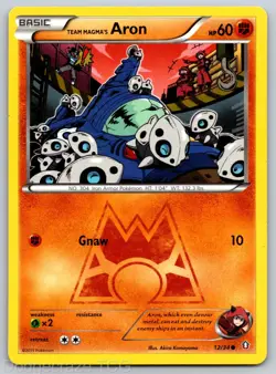 Team Magma's Aron 12/34 Common Double Crisis Pokemon LP - Image 1