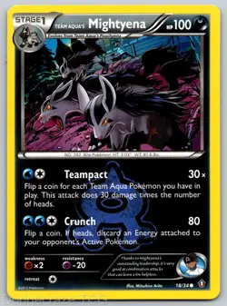 Team Aqua's Mightyena 18/34 Common Double Crisis Pokemon LP - Image 1