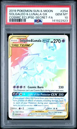 2019 Pokemon Sun and Moon Solgaleo & Lunala GX Secret 254/236 PSA 10 - Image 1
