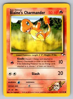 Blaine's Charmander 61/132 Common Gym Heroes Pokemon Unlimited Near Mint - Image 1