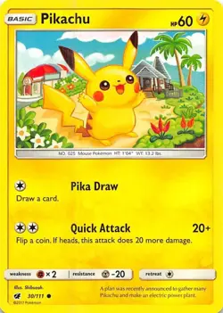 Pikachu 30/111 Common Crimson Invasion Pokemon Lightly Played - Image 1