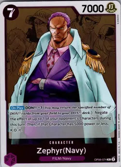 One Piece Zephyr (Navy) (OP06-074/239) OP06 Wings of the Captain LP FOIL - Image 1