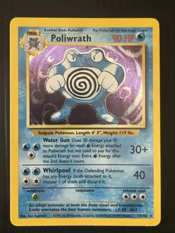 Poliwrath 13/102 - Holo Rare Unlimited Base Set WOTC - Pokemon Card - MP! - Image 1