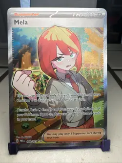 Pokemon TCG Trainer Mela Ultra Rare Holo Card 140/131 Prismatic Evolutions - Image 1
