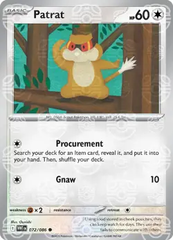 Patrat 072/086 Master Ball Holo SV: White Flare Pokemon Card NM - Image 1