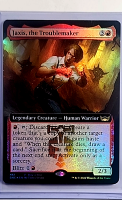 MTG Magic The Gathering New Capenna Ext Art Promo Foil Jaxis the Troublemaker - Image 1