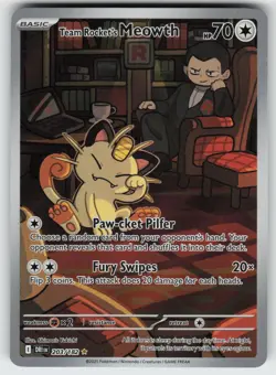 Team Rocket's Meowth Illustration Rare SV10: Destined Rivals 203/182 Pokemon - Image 1