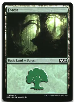 MTG Forest () Foil L Core Set 2019 279 LP - Image 1