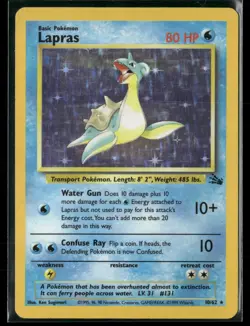 Lapras 10/62 Holo Rare Fossil Pokemon Unlimited Holo Moderately Played - Image 1