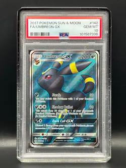 UMBREON GX #142 FULL ART ULTRA RARE HOLO -2017 POKEMON SUN & MOON PSA 10 - Image 1