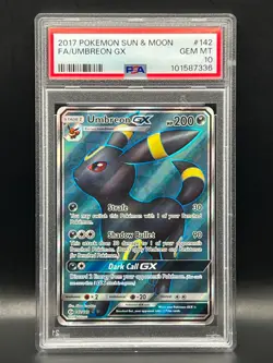 UMBREON GX #142 FULL ART ULTRA RARE HOLO -2017 POKEMON SUN & MOON PSA 10 - Image 2