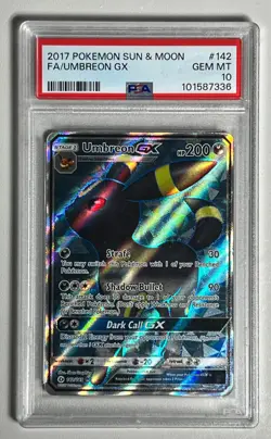 UMBREON GX #142 FULL ART ULTRA RARE HOLO -2017 POKEMON SUN & MOON PSA 10 - Image 4