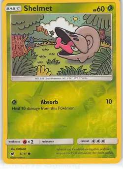Shelmet 8/111 Common Crimson Invasion Pokemon Reverse Holo LP OOYAMA - Image 1