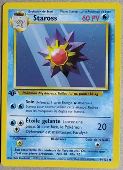 Staross (Starmie) - Base Set 64/132 -French 1st Ed. -NM- Pokemon - Free Shipping - Image 1
