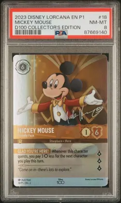 PSA 8 MICKEY MOUSE FOIL 18/P1 DISNEY LORCANA D100 COLLECTOR’S EDITION ENGLISH - Image 1