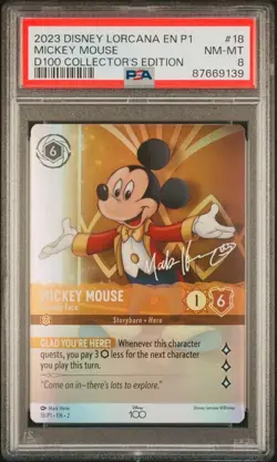PSA 8 MICKEY MOUSE FOIL 18/P1 DISNEY LORCANA D100 COLLECTOR’S EDITION ENGLISH - Image 1