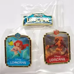Disney Lorcana TCG Chinese Promo Ariel Lion King Logo Set of 3pcs Combo Badge - Image 1