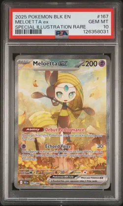 2025 POKEMON BLK EN-BLACK BOLT SPECIAL ILLUSTRATION RARE #167 MELOETTA EX PSA 10 - Image 1