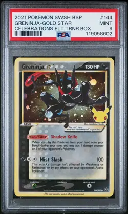 Pokemon TCG - PSA 9 2021 Greninja Gold Star Celebrations Promo #SWSH144 w/ SWIRL - Image 1