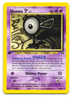 Unown [F] 48/75 Uncommon Neo Discovery Pokemon 1st Edition LP - Image 1