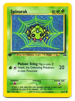 Spinarak 64/75 Common Neo Discovery Pokemon 1st Edition LP - Image 1