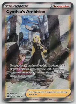 Cynthia's Ambition GG60/GG70 Full Art Trainer Pokemon Crown Zenith Near Mint NM - Image 1