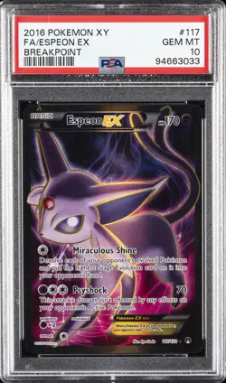 2016 POKEMON XY BREAKPOINT #117 FULL ART/ESPEON EX PSA 10 - Image 1